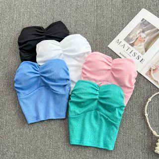 Ruched Plain Tube Top