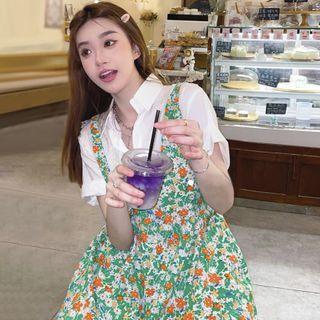 Short-sleeve Shirt / Floral Overall Dress