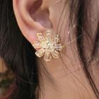 Beaded Flower Earring 1 Pair - 925 Silver - Gold - One Size
