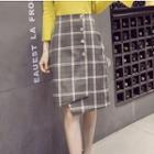 Plaid Asymmetric Hem Wrapped A-line Skirt