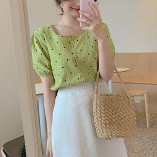 Square Neck Dot Print Blouse