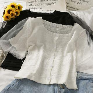 Mesh-panel Crop Knit Top