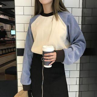 Corduroy Panel Pullover As Shown In Figure - One Size