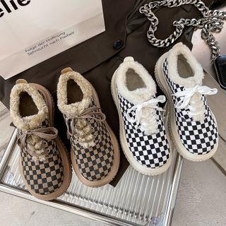 Checkered Platform Lace Up Shoes