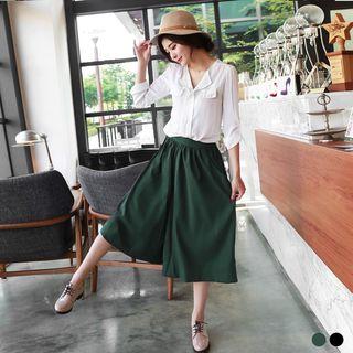 Plain Slim-fit Boot Cut Trousers