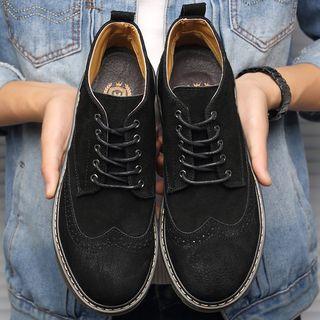 Faux Leather Fleece-lined Brogue Oxfords