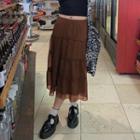 High-waist Tiered Midi Skirt