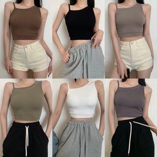 Irregular Plain Cropped Sleeveless Top