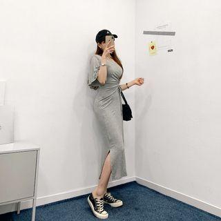 Drawstring-front T-shirt Dress