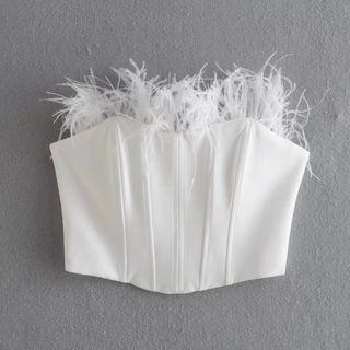 Feather Accent Tube Top