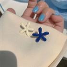 Flower Alloy Earring 1 Pair - Flower Alloy Earring - Blue & Beige - One Size