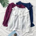 Ruffle-collar Loose-fit Shirt