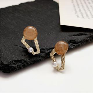 Faux Pearl & Bead Geometric Alloy Earring 1 Pair - Gold - One Size
