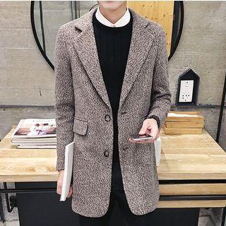 Melange Notch Lapel Long Coat