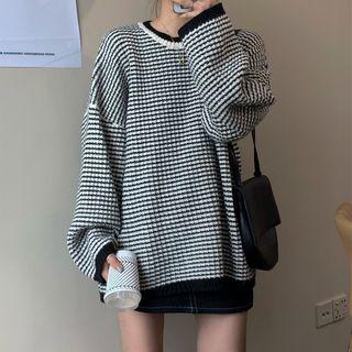 Plaid Sweater Black - One Size