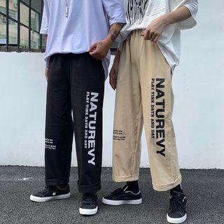Letter Print Straight-leg Pants