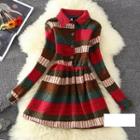 Fleece Lined Long-sleeve A-line Shirt Dress