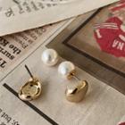 Faux-pearl Double-sided Earrings Gold - One Size