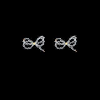 Bow Faux Crystal Earring 1 Pair - Transparent - One Size