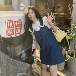 Short-sleeve Top / Sleeveless Denim Dress