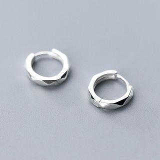 925 Sterling Silver Geometric Hoop Earring 1 Pair - Hoop Earring - One Size