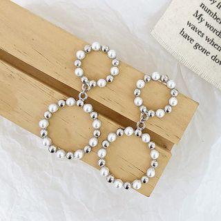 Bead Circle Drop Earring 1 Pair - 01 - 925 - Silver - One Size