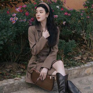 Long-sleeve Lace Up Mini Blazer Dress / Midi Dress