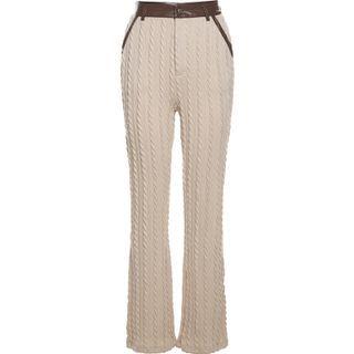 High-waist Cable Knit Boot-cut Pants