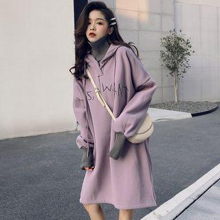 Mock-two Piece Long-sleeve Hooded Dress