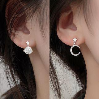 Asymmetrical Planet And Moon Drop Earring