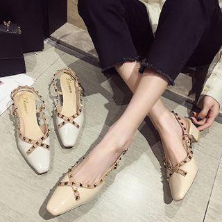 Studded Block-heel Slingback Pumps