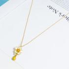 Flower Glaze Pendant Alloy Necklace Yellow & White & Green & Gold - One Size