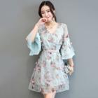 3/4-sleeve Floral Lace Dress