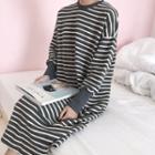 Striped Long-sleeve Loose-fit Dress