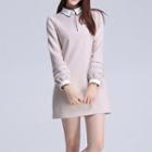 Contrast Piping Long-sleeve Dress