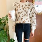 Puff-sleeve Leopard Sweater