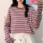 Loose-fit Long-sleeve Striped T-shirt