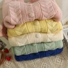 Crew-neck Cable-knit Loose Cardigan In 5 Colors