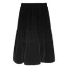 High-waist Velvet Midi Skirt Black - One Size