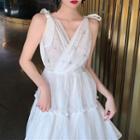 V-neck Beaded Sleeveless Dress