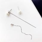 Faux Pearl Fringed Earring 1 Pair - 925 Silver - One Size