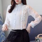 Frill-trim Pleated Blouse