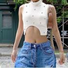 Mock-neck Grommet Crop Tank Top