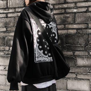 Fleece-lined Paisley Print Hoodie