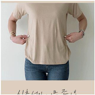 Round-neck Glittered-trim Top