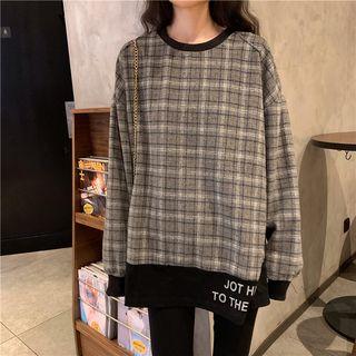 Oversized Plaid Sweatshirt