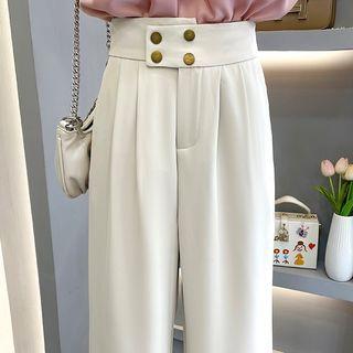 Wide Leg Pants / Cap-sleeve Plain Blouse