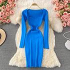 Long Sleeve Square Neck Knit Dress
