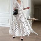 Polka-dot Long Tiered Dress