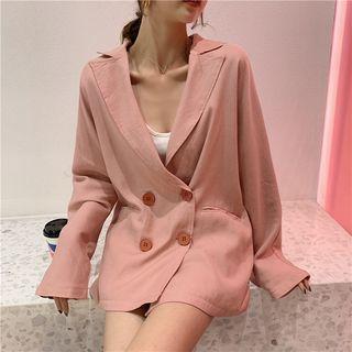 Double Breasted Blazer Pink - One Size